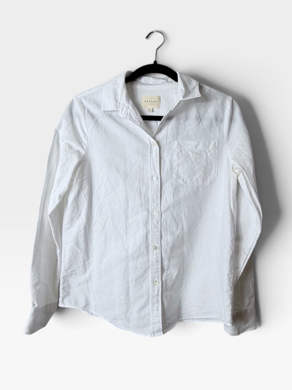 Sezane Max Button Down Shirt Size 34 White Long Sleeve (U) - Picture 3 of 10